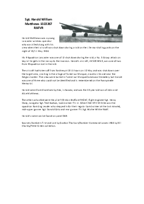 A preview of a PDF biography for Matthews, Harold William